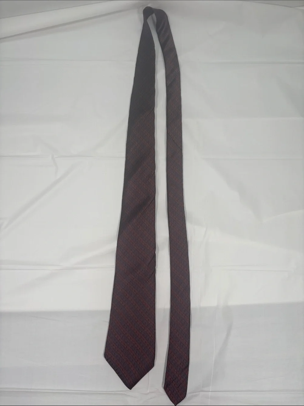 YSL Yves Saint Laurent Vintage Silk Tie Striped Burgundy Navy Classic Luxury